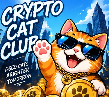 Orange cat waving from a pile of gold coins