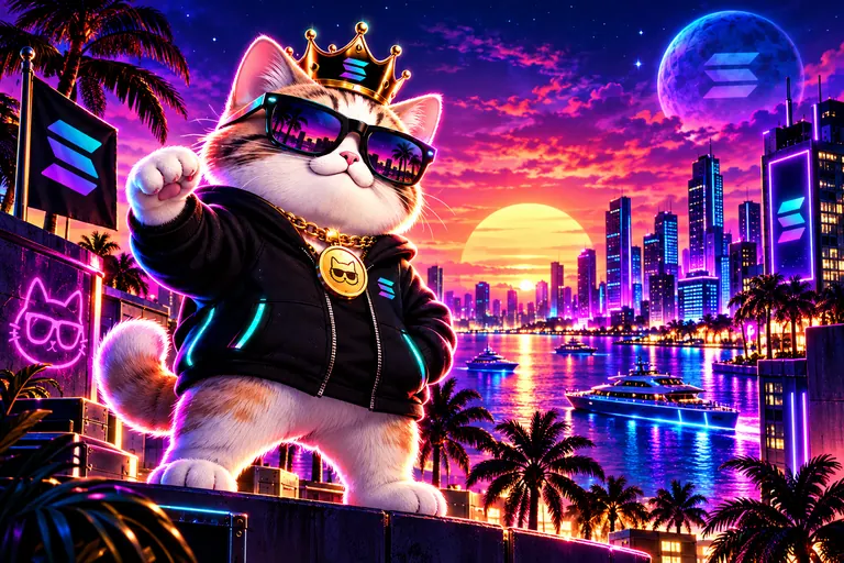 The crowned cat on a rooftop at sunset